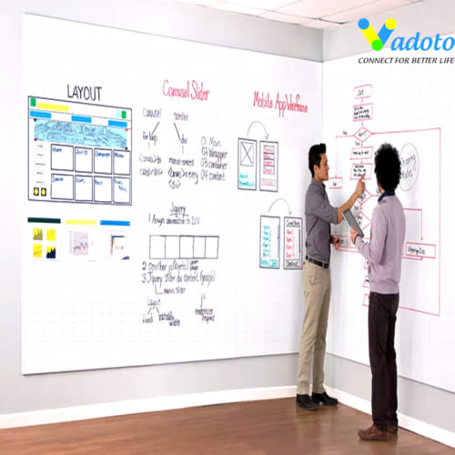 bảng trắng ceramic dán tường