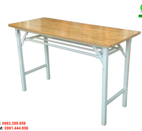 Bàn gấp chân sắt gỗ tự nhiên