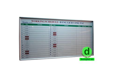 Bảng lịch công tác tháng