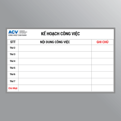 Bảng kế hoạch công việc