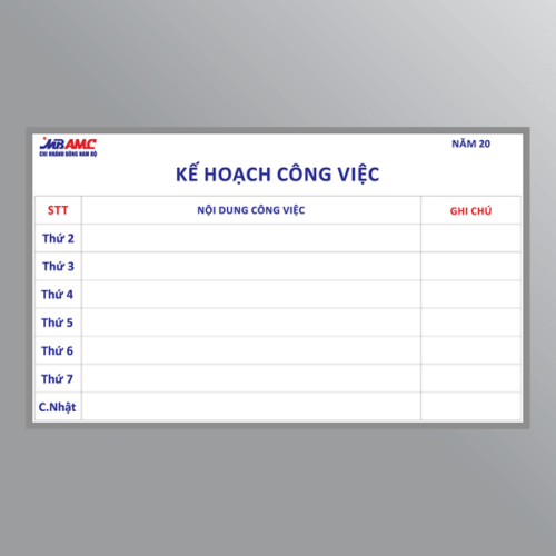 Bảng kế hoạch tuần