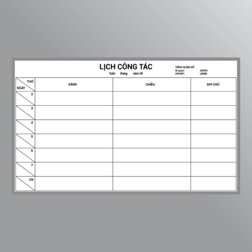 Bảng lịch công tác tuần