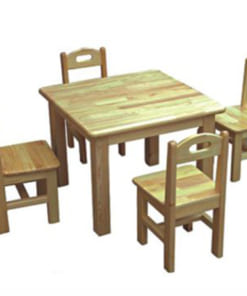 Bộ bàn ghế gỗ thông hình vuông