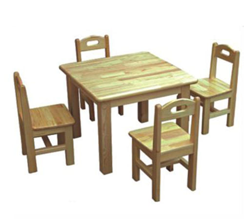 Bộ bàn ghế gỗ thông hình vuông