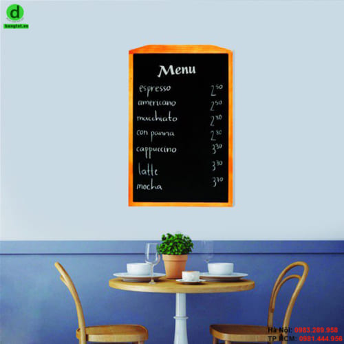 Bảng menu một mặt gỗ đen
