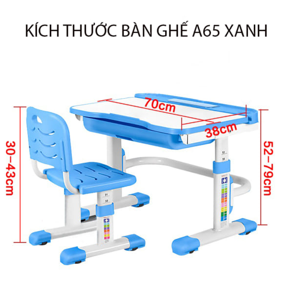 Kích thước bộ bàn ghế a65 xanh