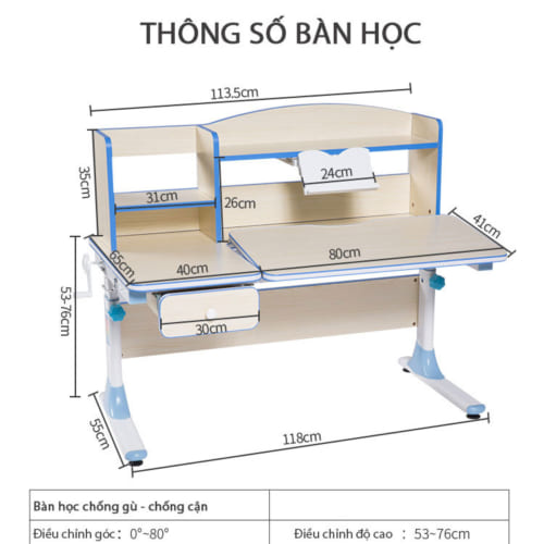 Thông số bàn học