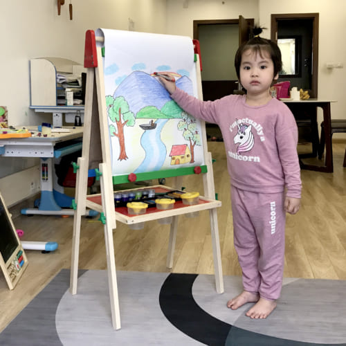Bảng Cho Con Học Vẽ, Học Viết, Học Số , Đính Nam Châm - Bảng Giá Vẽ Nghệ Thuật Điều Chỉnh Độ Cao