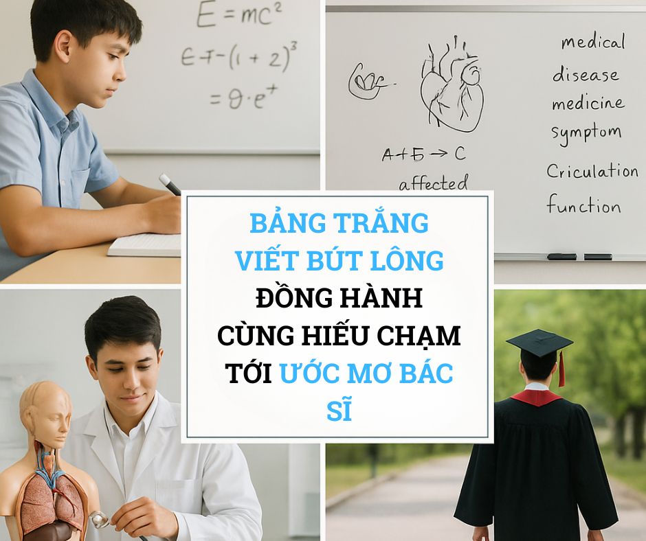 Bảng trắng viết bút lông hiện thực hóa ước mơ bác sĩ của Hiếu