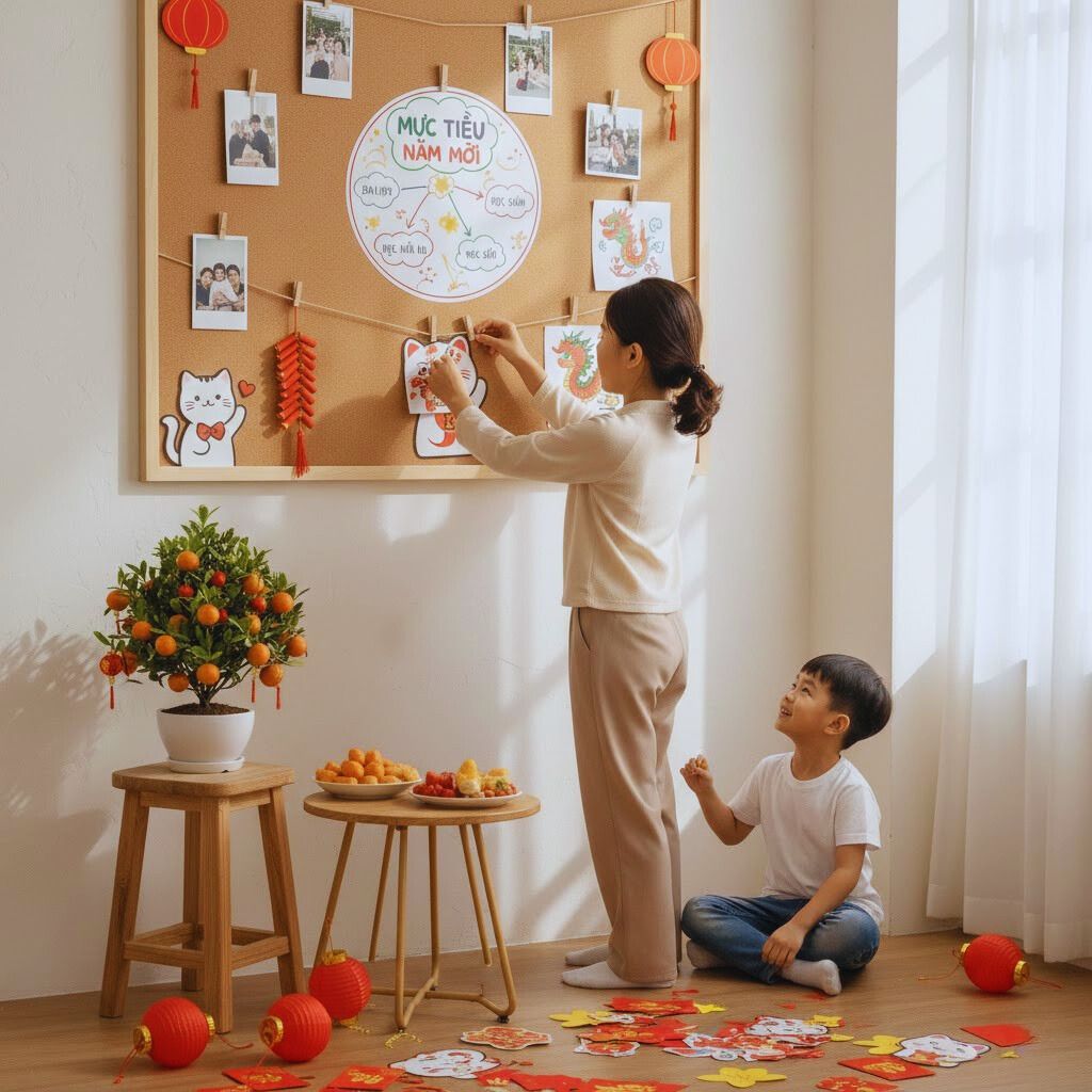 Cùng con sáng tạo thế giới xuân đầy màu sắc trên mặt bảng