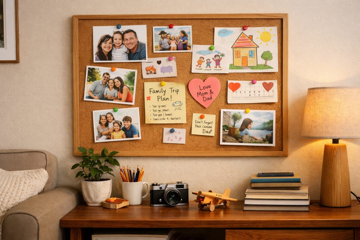 Bảng ghim lưu giữ kỷ niệm gia đình