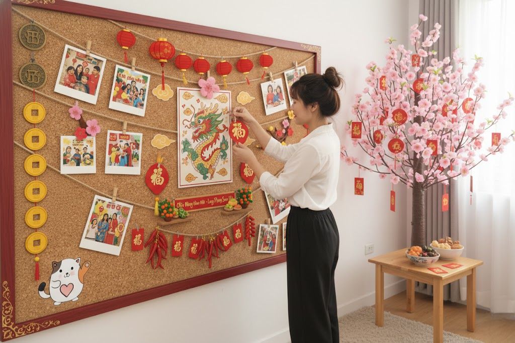 Điểm nhấn ấm cúng cho phòng khách gia đình với chiếc bảng trang trí.