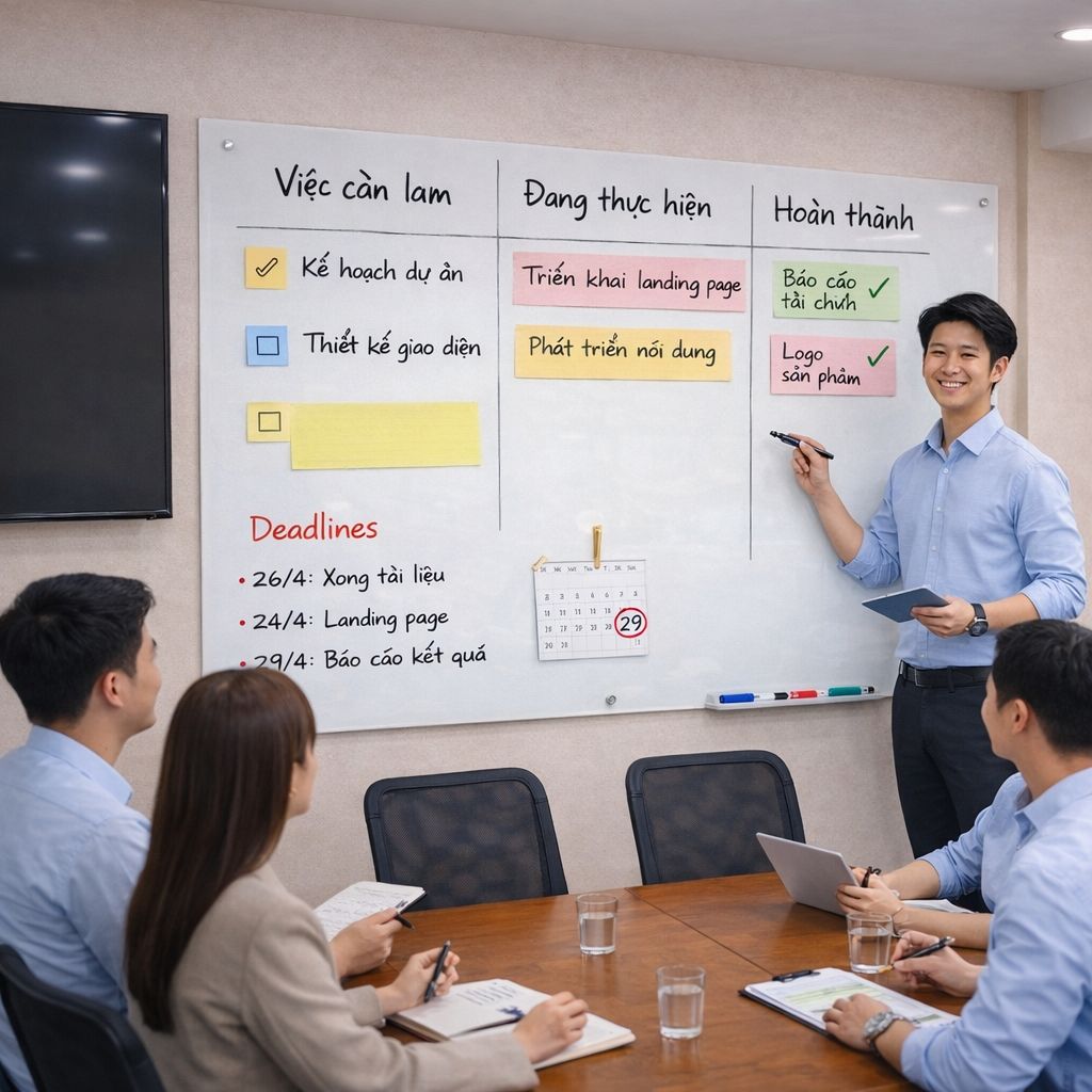 Bảng kính văn phòng giúp quản lý công việc hiệu quả