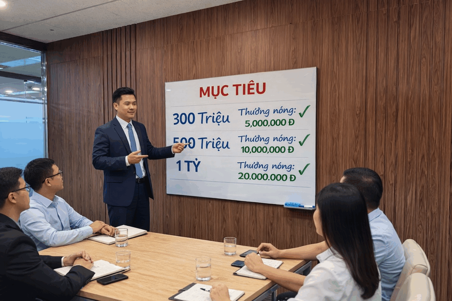 Bảng kính văn phòng giúp trực quan hoá mục tiêu